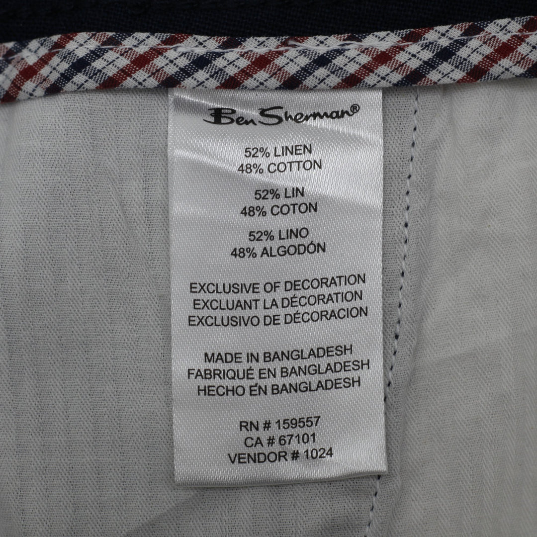 Mens Ben Sherman Regular Fit Linen-Cotton Chino Shorts Size 33W