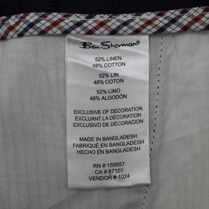 Mens Ben Sherman Regular Fit Linen-Cotton Chino Shorts Size 33W