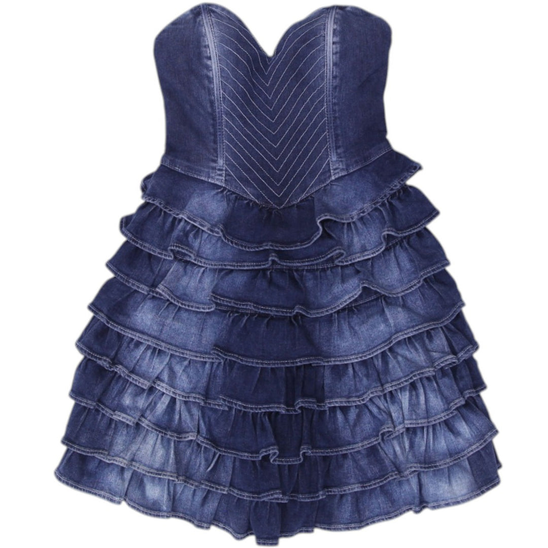 Shop Y2K Ladies Guess Tube Ruffle Layered Denim Dress | Fashion Rerun Shop Y2K Ladies Guess Tube Ruffle Layered Denim Dress | Fashion Rerun