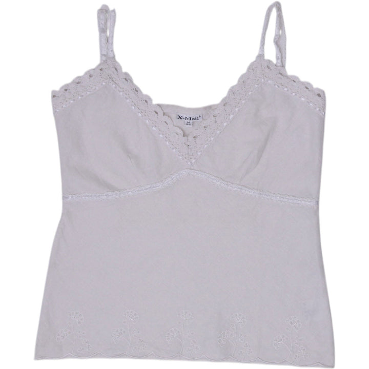 Y2K Ladies X-Mail Eyelet Lace Camisole Top with Crochet Trim