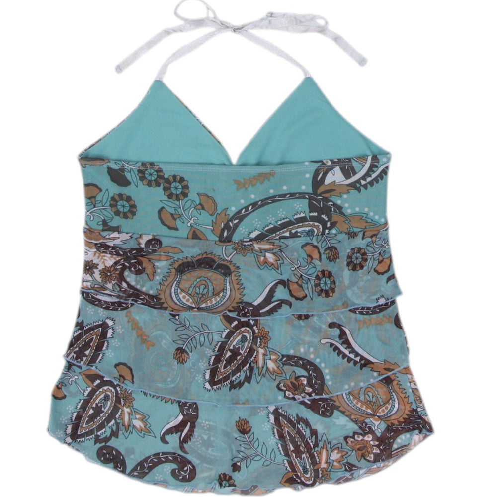 Y2K Ladies Paisley Sheer Tie  Halter Top Size M | Migration_Y2K Tops - Side View | Fashion Rerun
