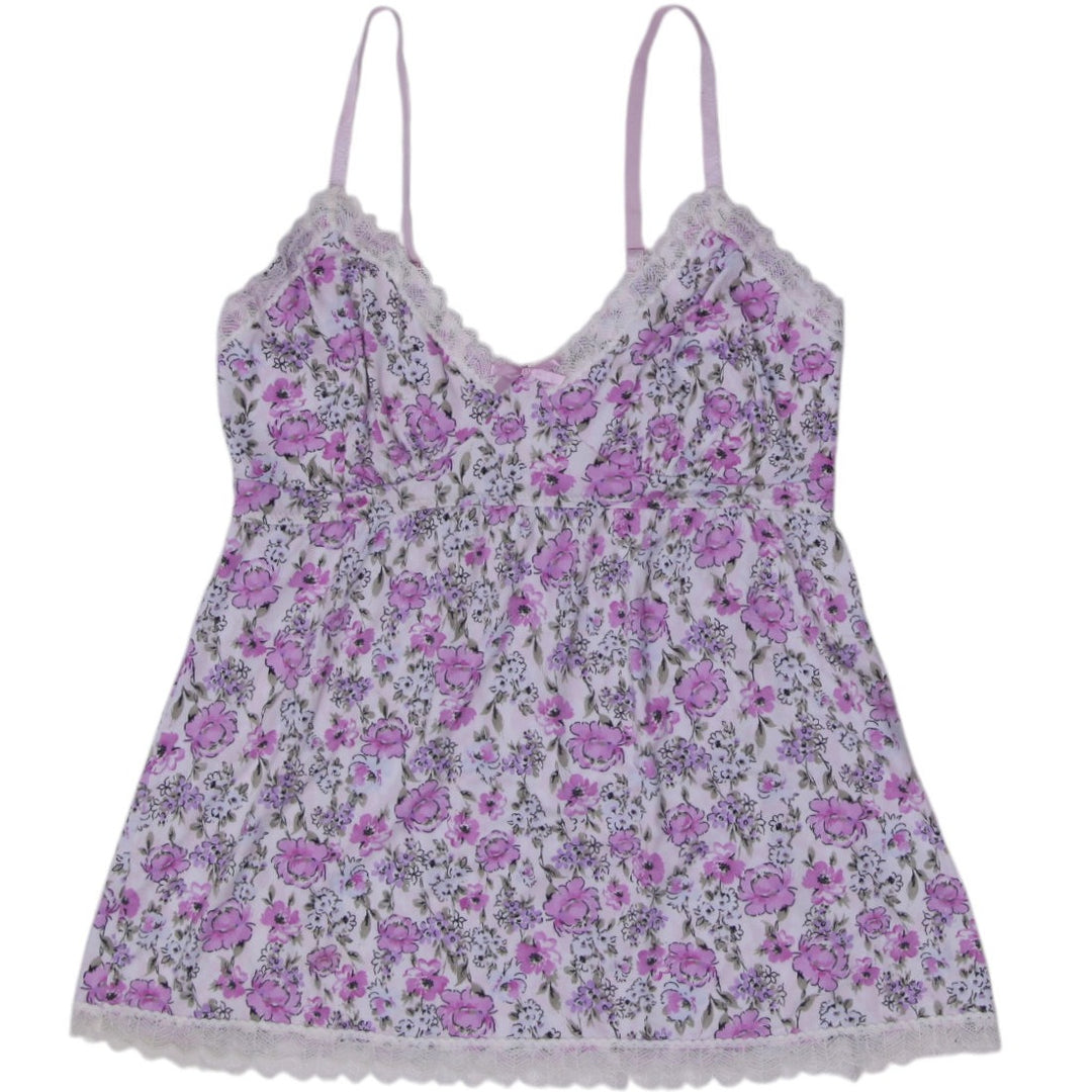 Y2K Ladies Laura Ashley Floral Lace-Trim Cami Top Size L
