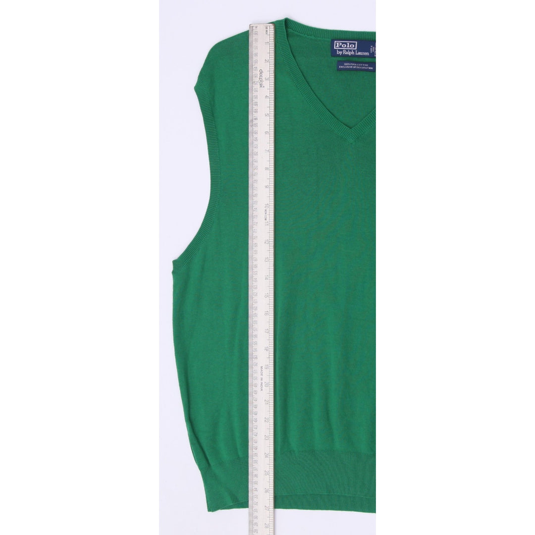 Vintage Mens Polo Ralph Lauren 100% Pima Cotton V-Neck Sweater Vest Size XL