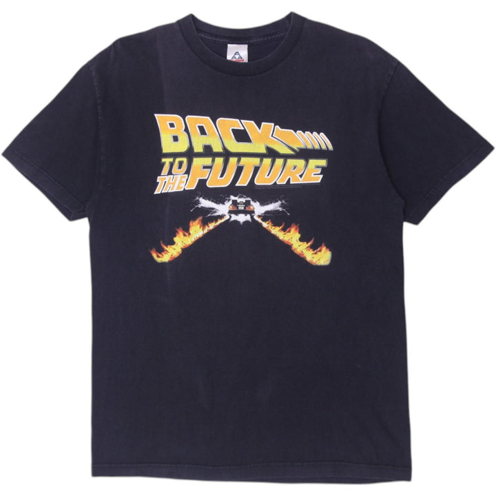 Vintage Back to the Future" Logo Flames Black Graphic T-Shirt Large
