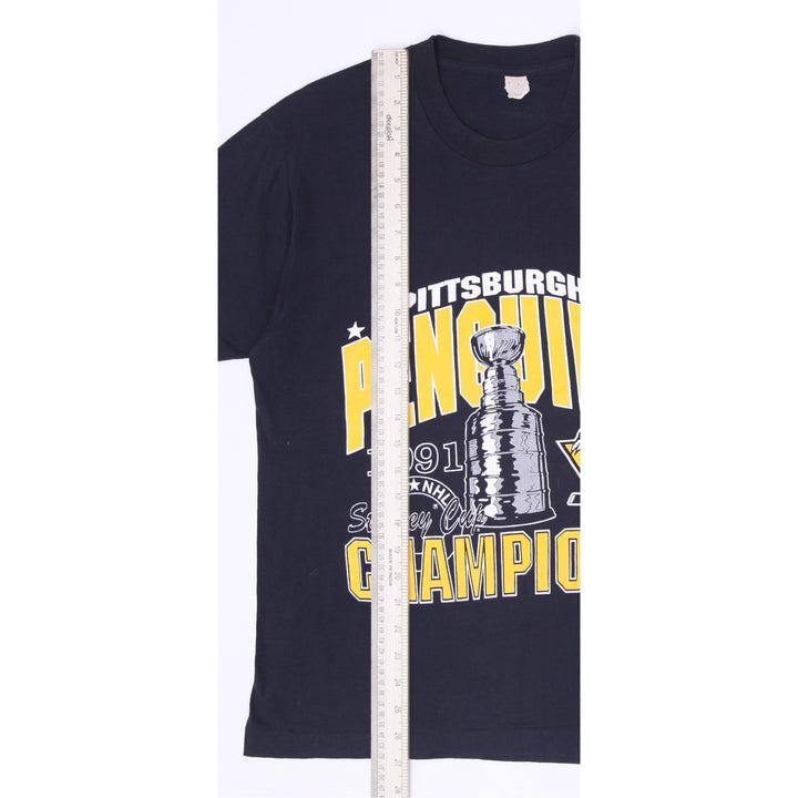 Vintage 1991 Pittsburgh Penguins Stanley Cup Champions T-Shirt Size L