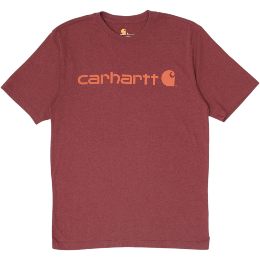 Mens Carhartt T-Shirt Brown Logo Graphic Cotton Retro
