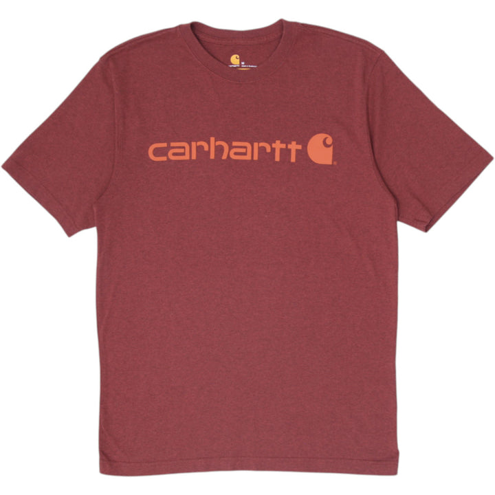 Mens Carhartt T-Shirt Brown Logo Graphic Cotton Retro