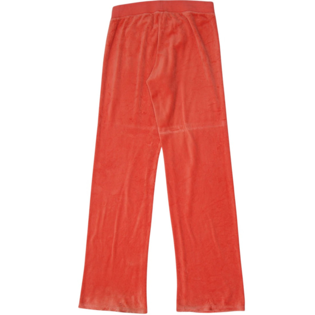 Y2K Ladies Juicy Couture Pants Orange Velour Embroidered Logo Small