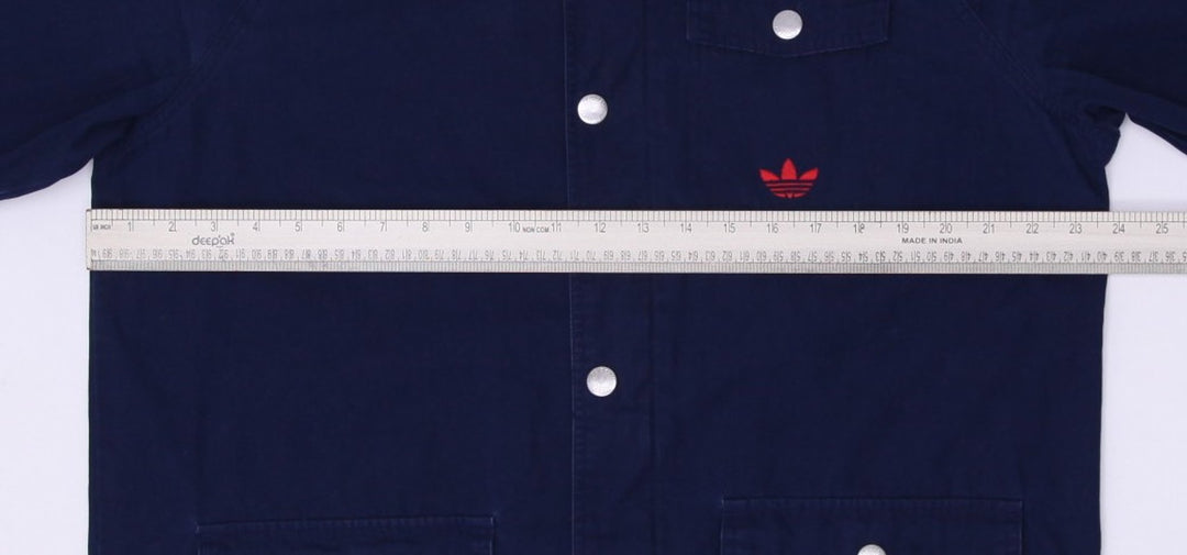 Mens Adidas Retro Jacket Cargo Trefoil Snap Chambray Travel Military