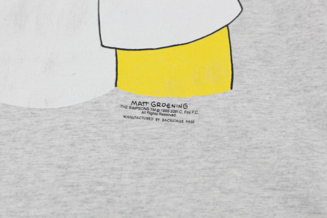 1995 Vintage Homer Simpsons T-Shirt Single Stitch Gray Hanes XL