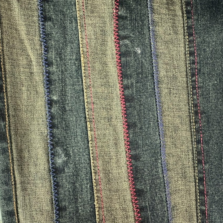 Y2K Ladies Coacetic Vertical Striped Flared Denim Size 30