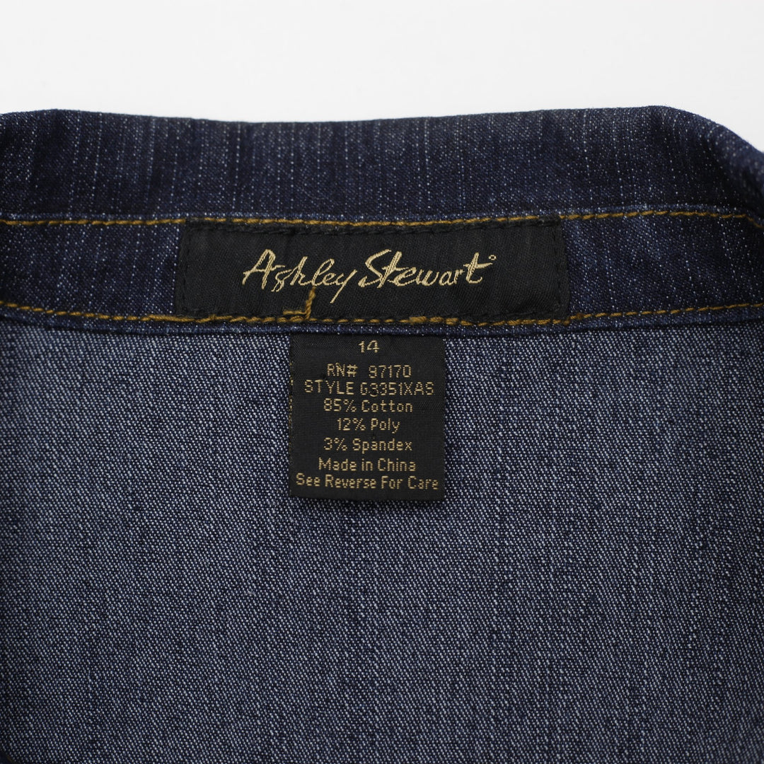 Y2K Womens Ashley Stewart Stretch Jean Suit Plus Size 14 Denim Blazer Jacket