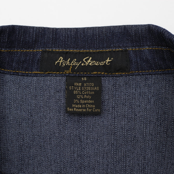 Y2K Womens Ashley Stewart Stretch Jean Suit Plus Size 14 Denim Blazer Jacket