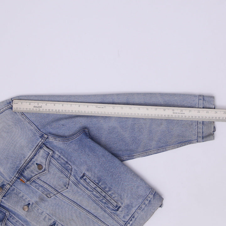 Vintage Levi Strauss Trucker Jacket Washed Blue Distressed Denim Size 48