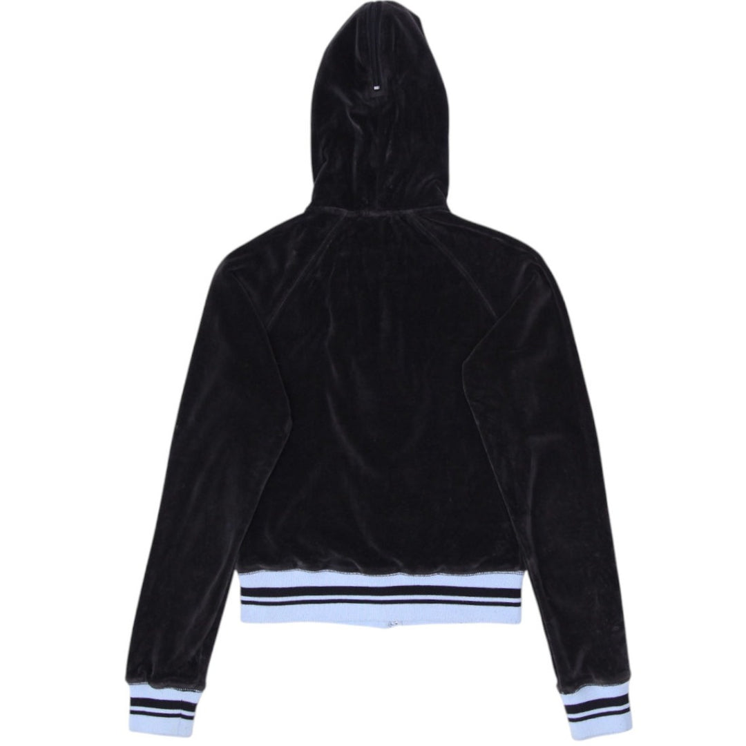 Y2K Ladies Rocawear Hoodie Black Velour Full Zip Small