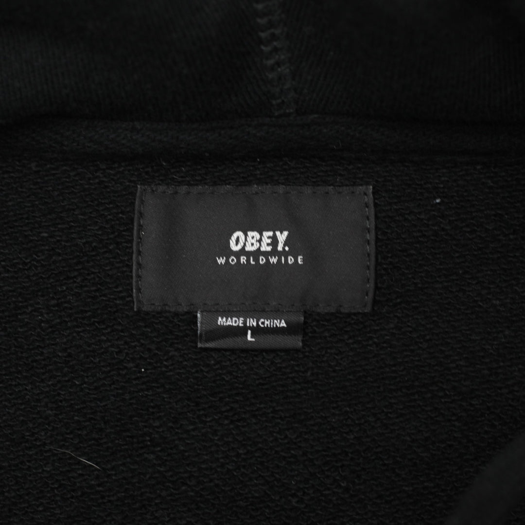 Mens Obey Hoodie Black Graphic Liberty Sweatshirt | Migration_Hoodies SW COLLECTION - Back View | Fashion Rerun