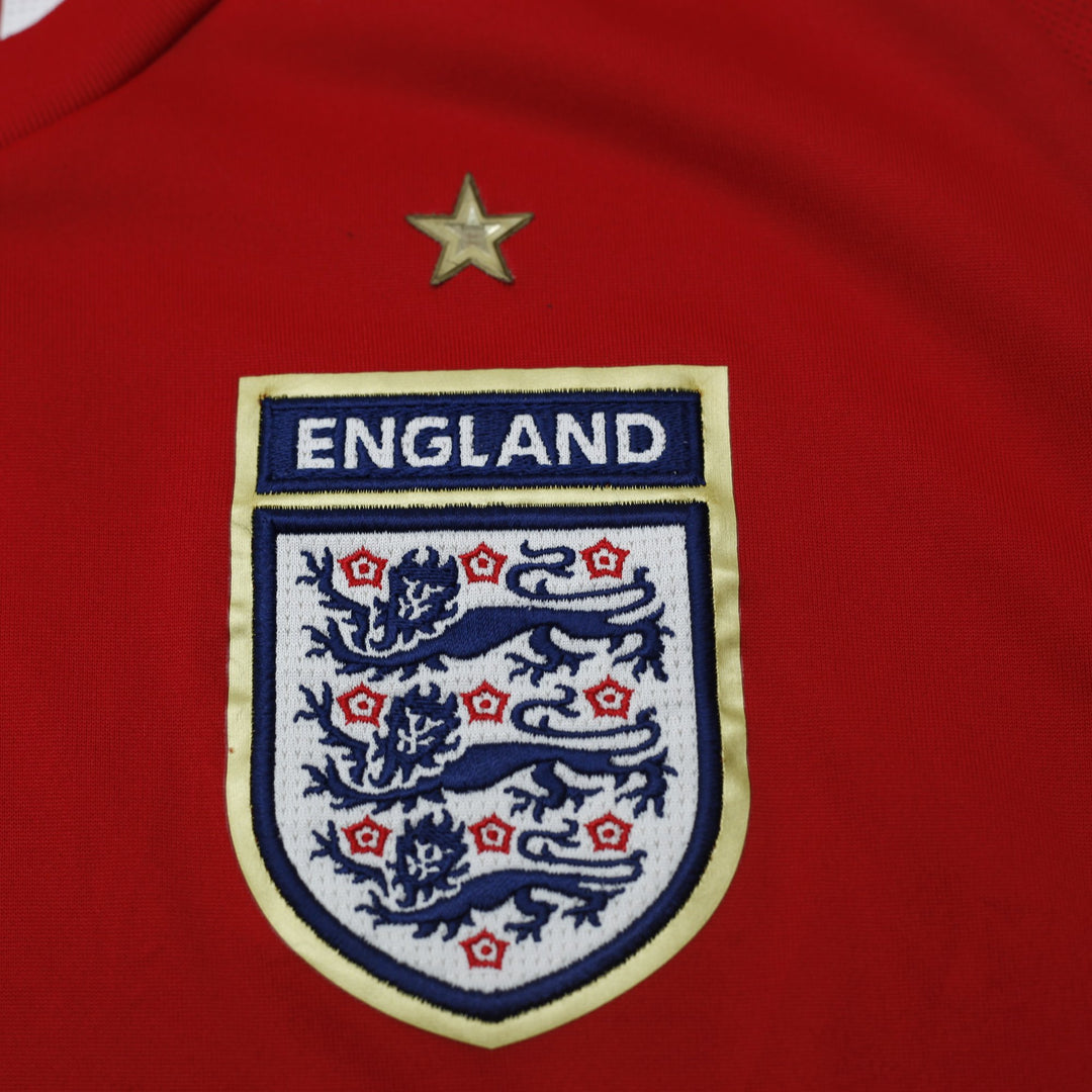 Mens England 2006-08 Away Football Jersey Umbro Red World Cup Size L