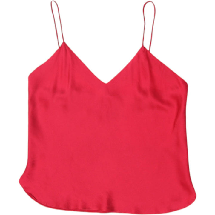 Y2K Ladies Cadaz Red Silk Cami Top V-Neck Spaghetti Strap Camisole