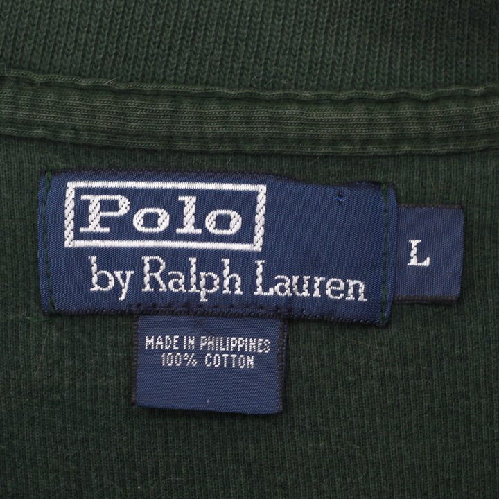 Vintage Mens Polo Ralph Lauren Sweater Green 1/4 Zip Cotton Size L | Migration_Jumper & Knitwear RL Collectio | Fashion Rerun