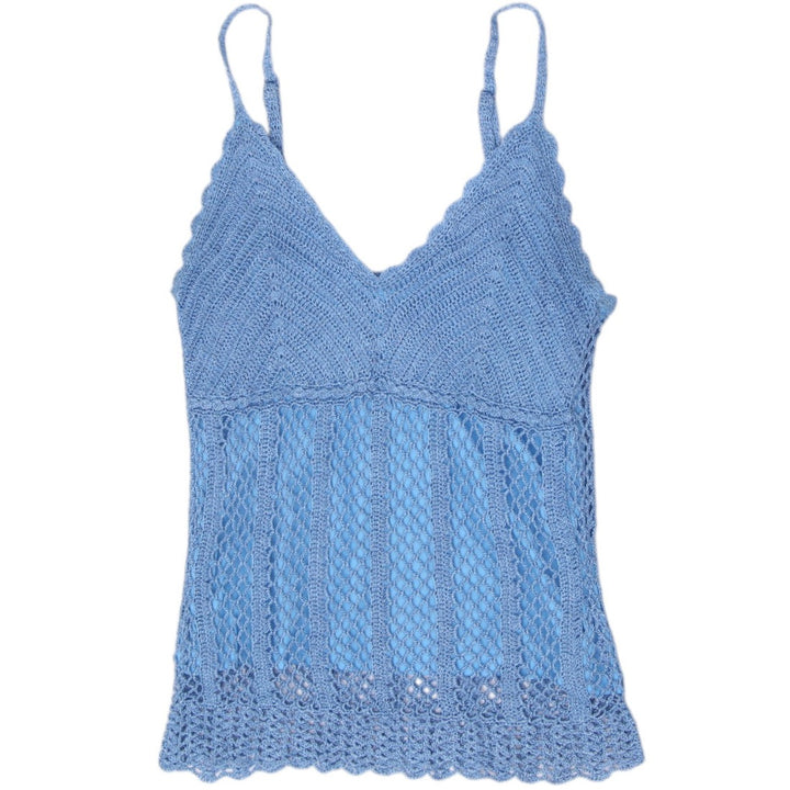 Y2K Ladies Le Chateau Open Weave Crochet Layered Cami Tank Top Size L