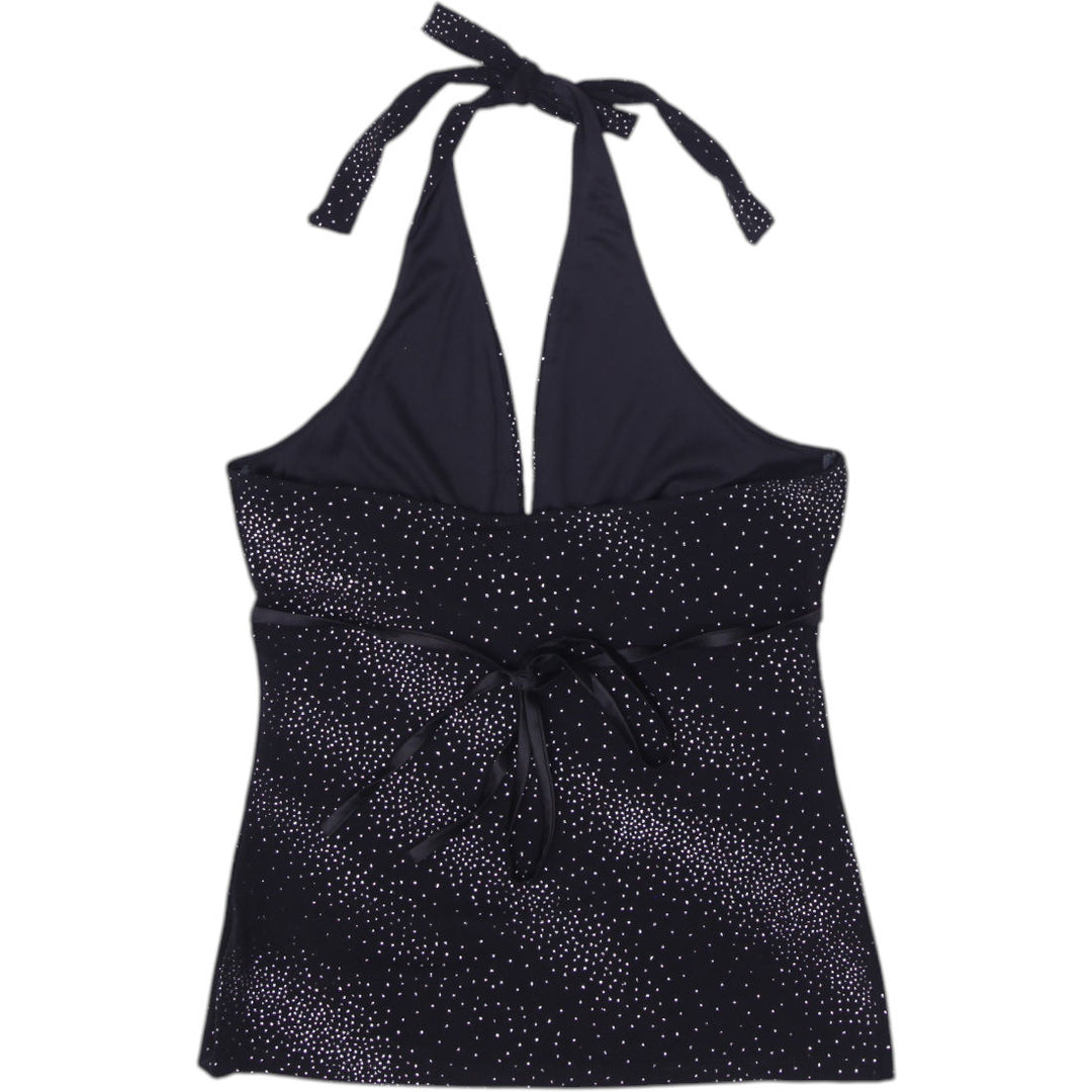Y2K Ladies Le Chateau Glitter Sparkle Halter Top Size M