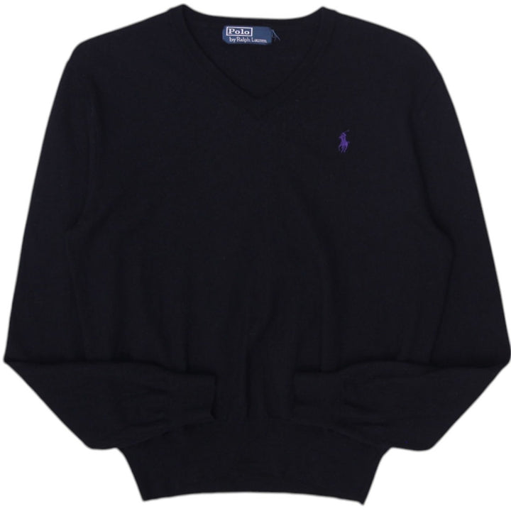 Vintage Mens Polo Ralph Lauren Black V-Neck Knitwear Sweater Size L | Migration_Sweaters | Fashion Rerun