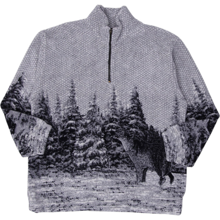 Vintage 90's Marshlands Wolf Nature Fleece Quarter Zip Jacket - L