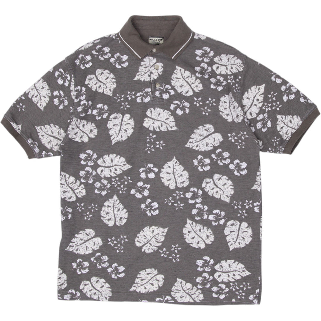 Mens Bugle Boy Floral Pattern Casual Polo Shirt Size M