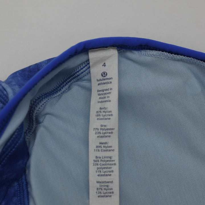 Ladies Lululemon No Limit Tank Top Blue Built-In Bra Racerback Size 4