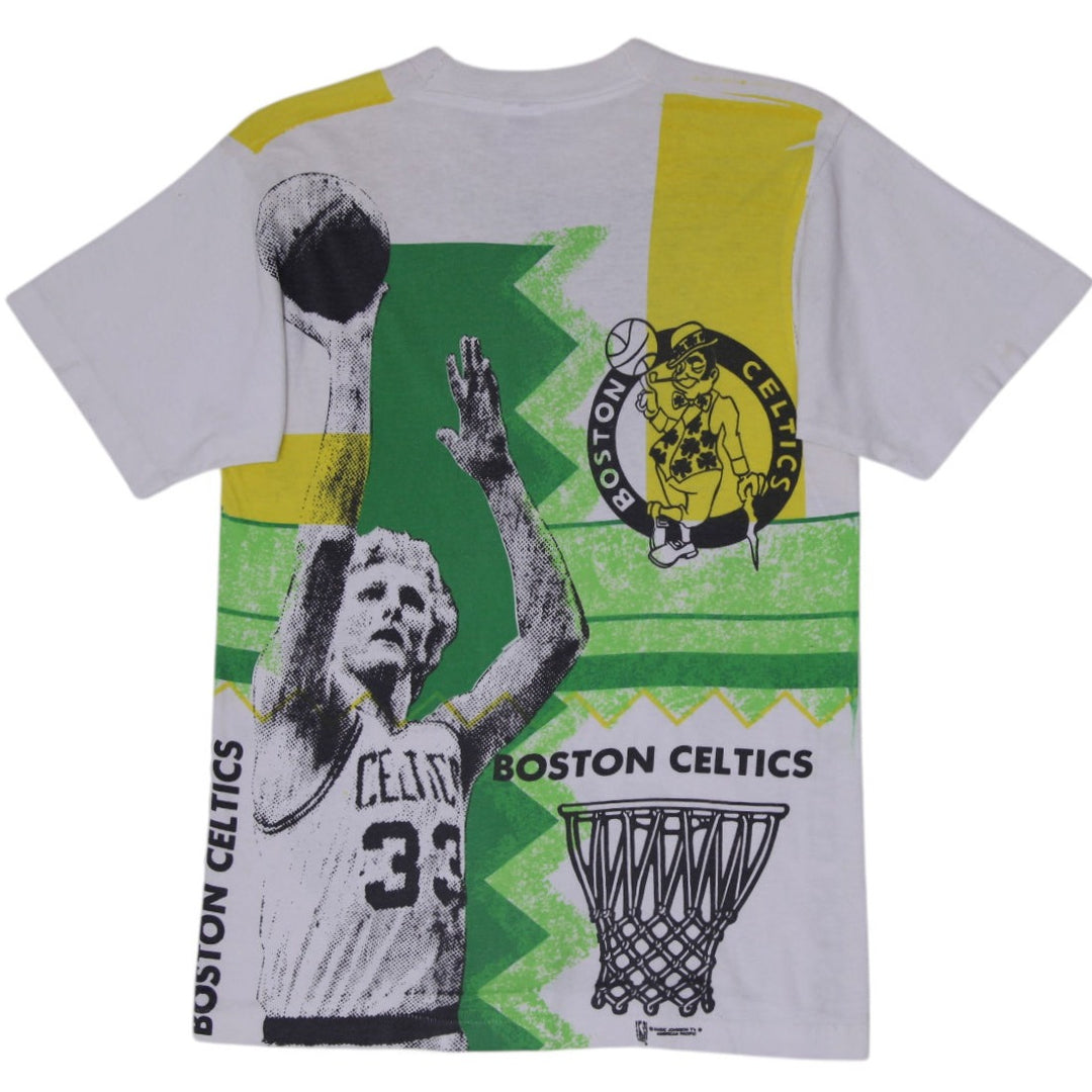 Vintage 1990s Fruit of the Loom Boston Celtics Larry Bird AOP T-Shirt USA Made M