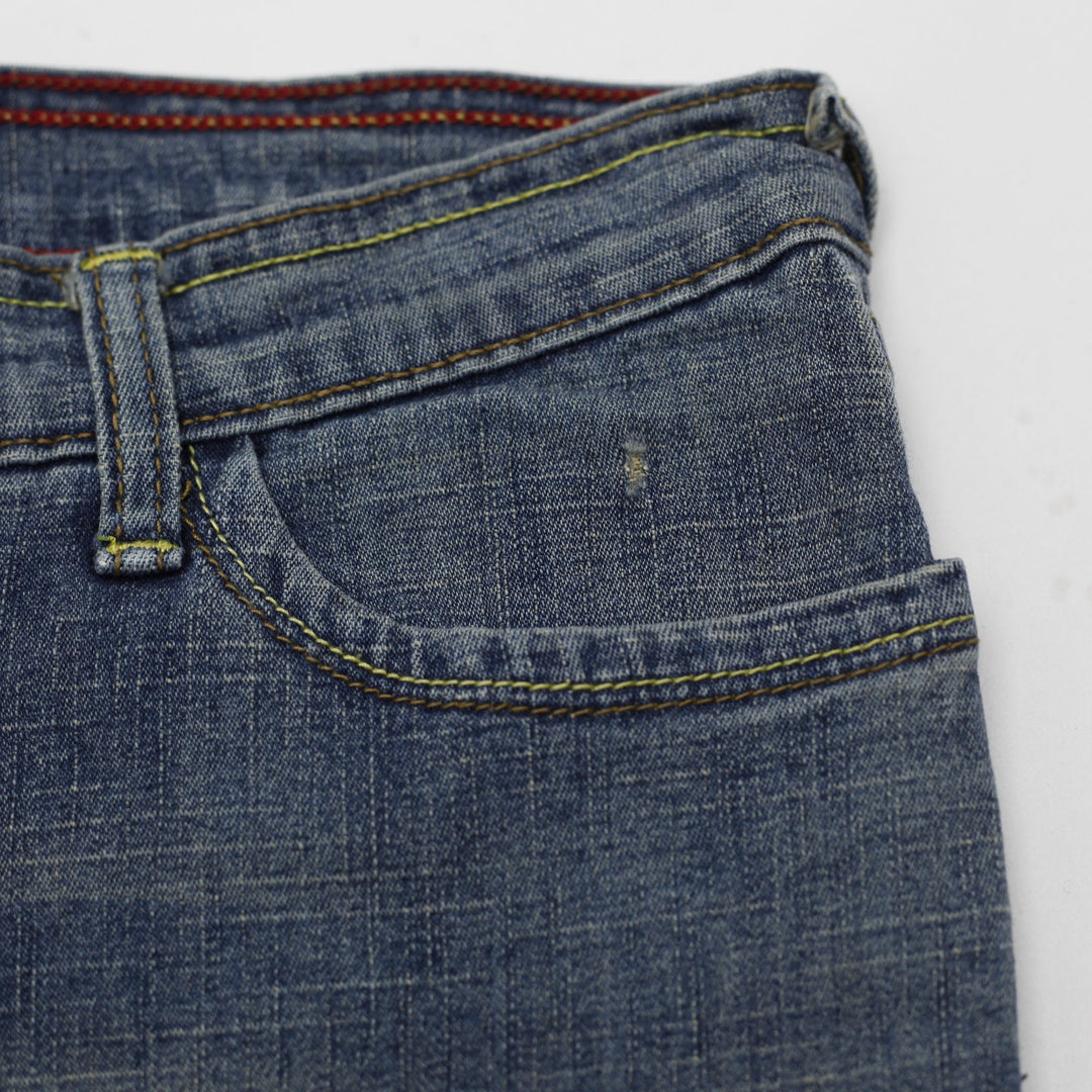 Y2K Ladies Seven7 Embroidered Arrow Bootcut Stretch Denim Jeans Size 29