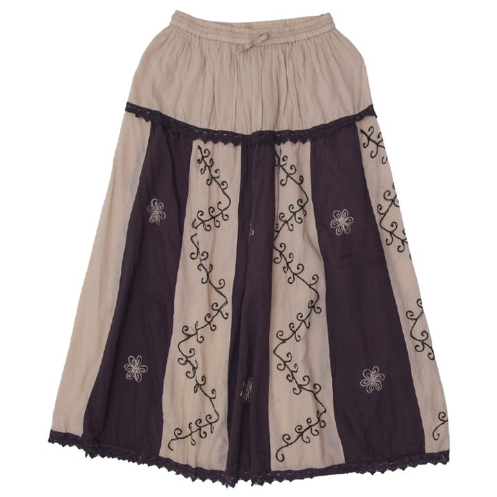 Y2K Ladies Brown Embroidered Long Skirt