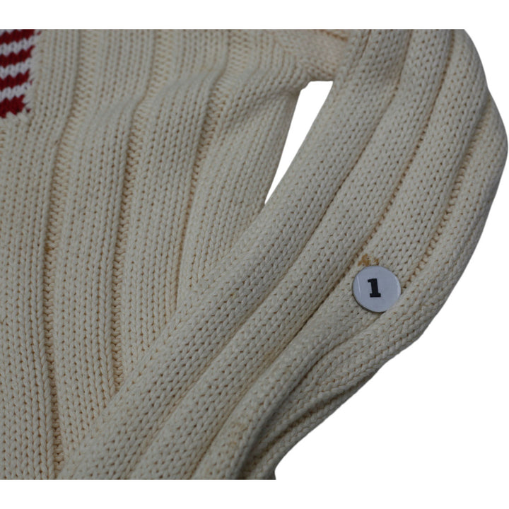 Vintage Ladies Cream Ralph Lauren American Flag Knit Sweater M