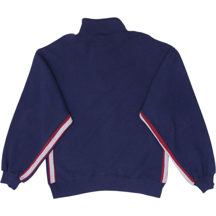 Vintage Russell Athletic Sweater Navy 1/4 Zip Striped Sleeves Sweatshirt Size L