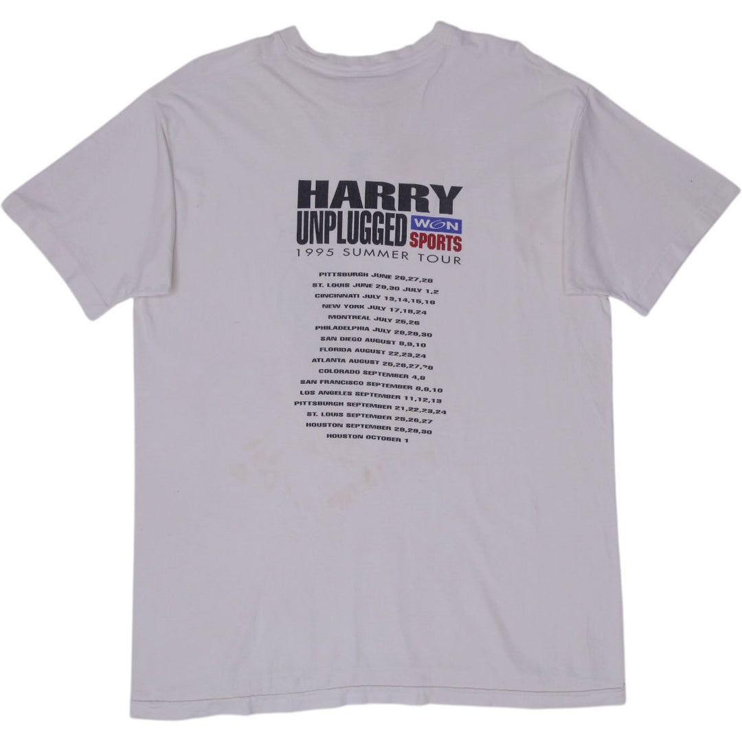 Vintage 1995 Harry Caray Unplugged Summer Tour T-Shirt Made in USA Size XXL | Migration_T-Shirts - Side View | Fashion Rerun