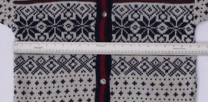 Vintage L. L. Bean U.S.A. Wool Fair Isle Snowflake Sweater Embellished Button XL