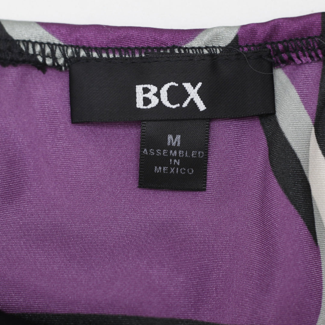 Y2K Ladies BCX Purple Abstract Swirl Empire Waist Cami Tank Top Size M