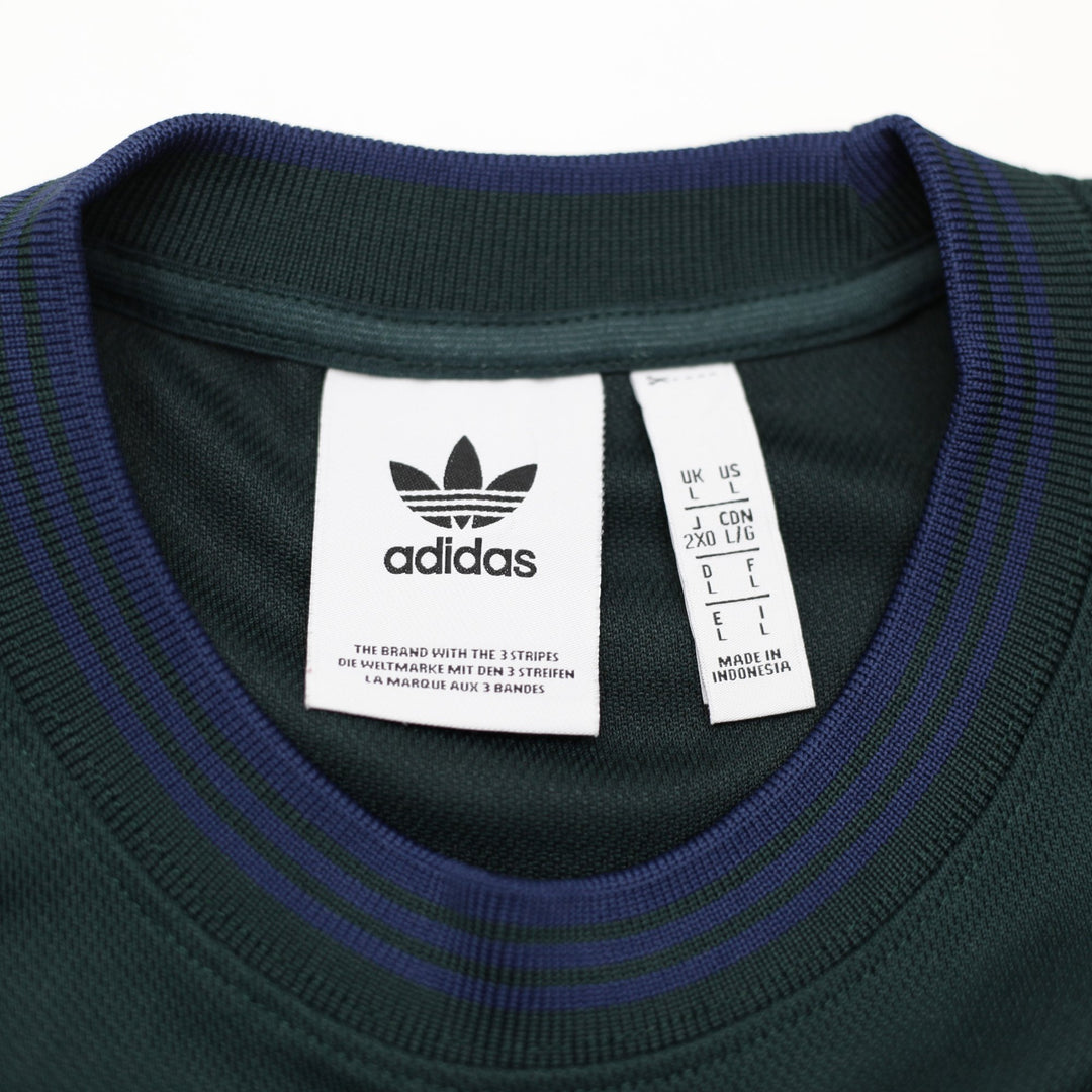 Mens Adidas Logo Pocket T-Shirt Green Striped Crew Neck Size L