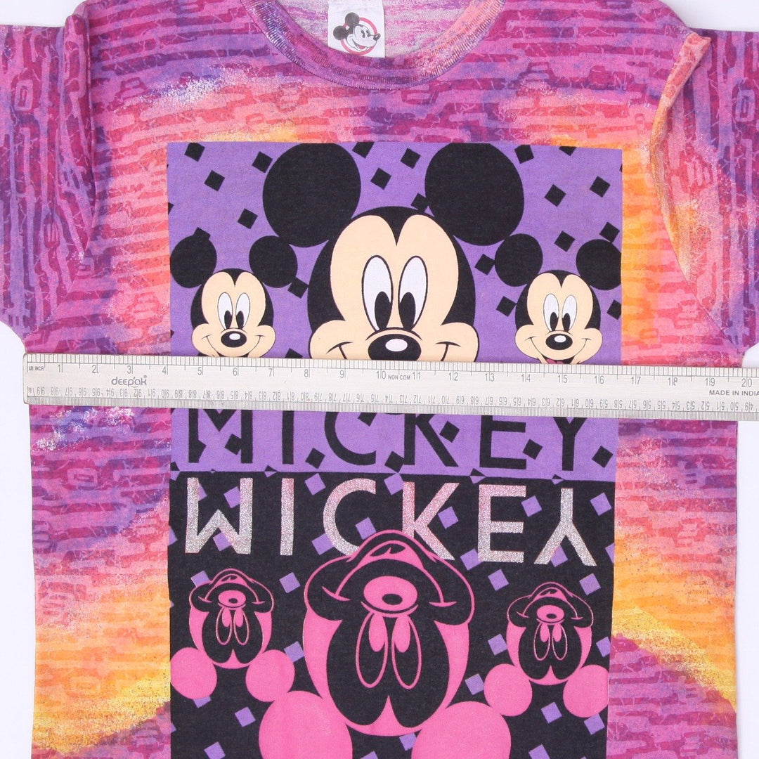 Vintage 90s Mickey Mouse All Over Print Neon Tie Dye Walt Disney Company S.Stitch Size M