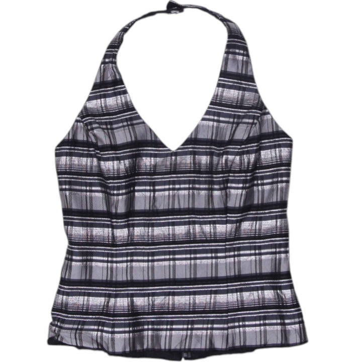 Y2K Ladies Halter Top Black Plaid Pattern Metallic | Migration_Y2K Tops | Fashion Rerun