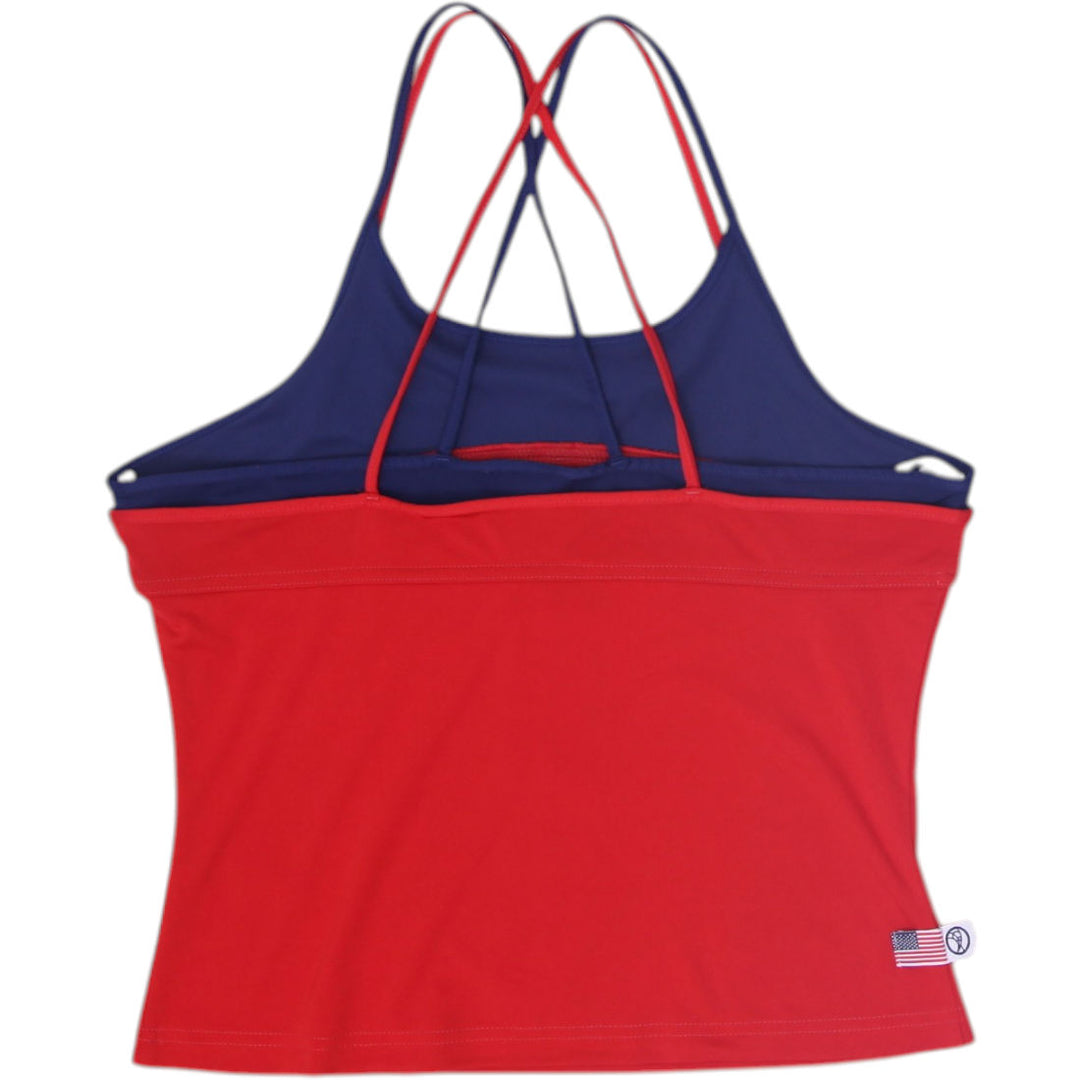 Ladies Adidas Tank Top Red Blue Strappy Athletic Size M