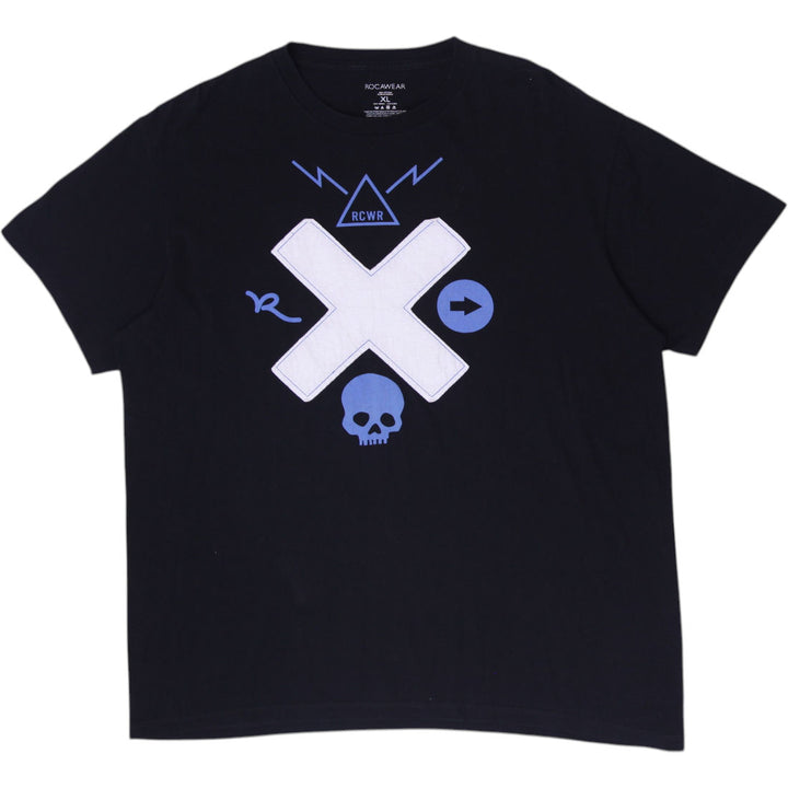 Y2K Mens Rocawear T-Shirt Black Graphic Skull Cotton
