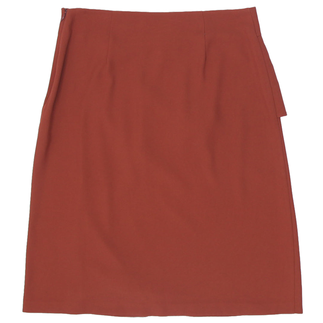 Ladies DKNY Skirt Ruffled A-Line Knee Length Solid Woven Side Zipper