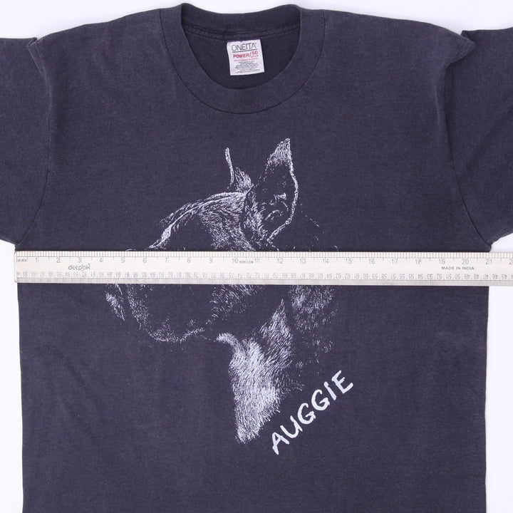 Vintage 90s Mens Oneita Boxer Dog "Auggie" Graphic T-Shirt Size L