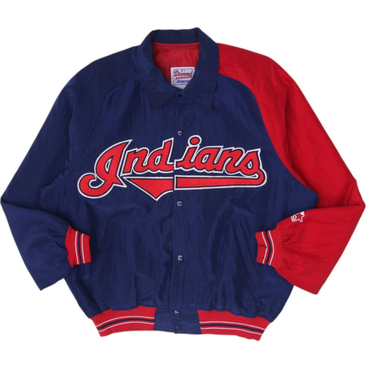 Vintage 90s Starter Diamond Collection Cleveland Indians Bomber Jacket Size L