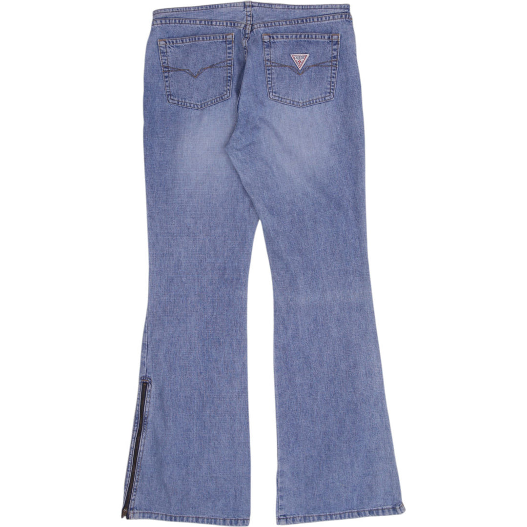 Y2K Ladies Low Rise Flare Leg Zipper Ankle Denim Pants Size