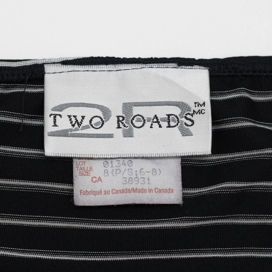 Y2K Ladies Two Roads Pinstripe Wrap Halter Top Office Goth Corporate Core