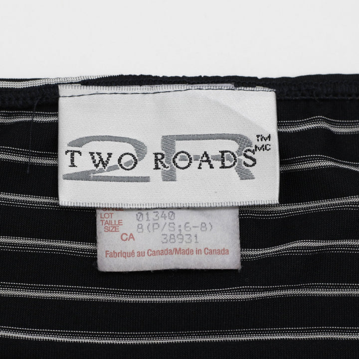 Y2K Ladies Two Roads Pinstripe Wrap Halter Top Office Goth Corporate Core