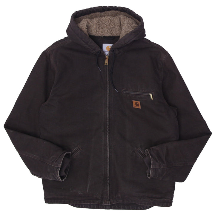 Mens Carhartt J141 DKB Sherpa Lined Dark Brown Irregular Jacket