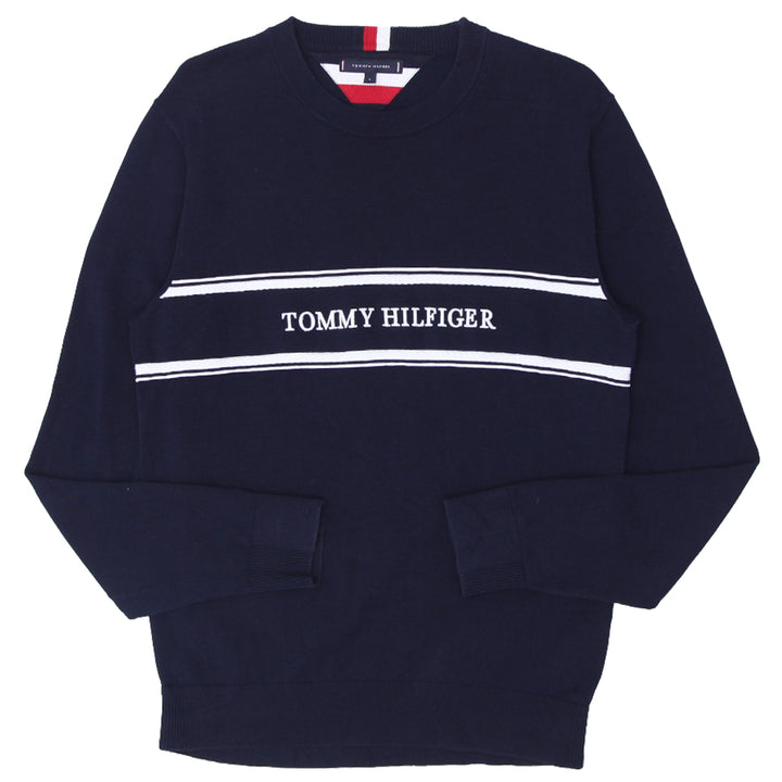 Mens Tommy Hilfiger Embroidered Crewneck Sweater Navy - Fashion Rerun Vintage Migration_Sweaters